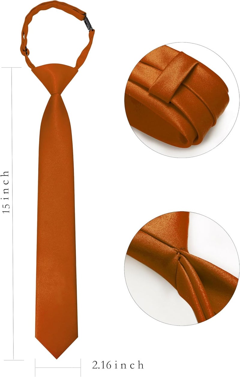 RBOCOTT Solid Color Satin Ties for Boys and Kids Pre-tied Adjustable Necktie for Age 8-12 Wedding and School Graduation - Image 1